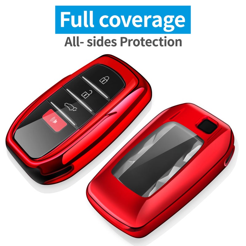 Autophone Key Fob Cover with keychain Compatible with Toyota 2025-2026 Camry 4Runner,2021-2026 Venza,Sienna, 2019-2026 Land Cruiser,Fortuner,Mirai, 2023-2026 Highlander,Prius,Corolla (Red) - Image 3
