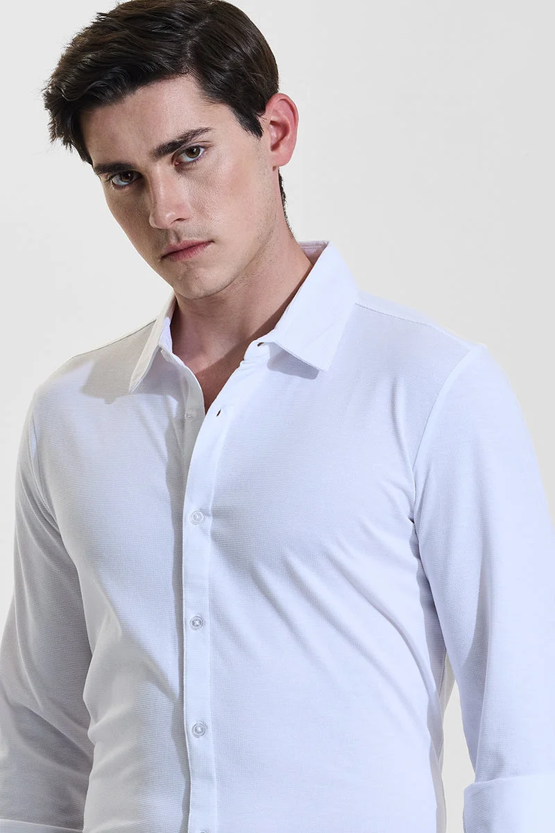 SNITCH Rich Eggshell White Rich Eggshell White Solid Long Sleeve Slim Fit Formal Shirt for Men | Best Price UAE