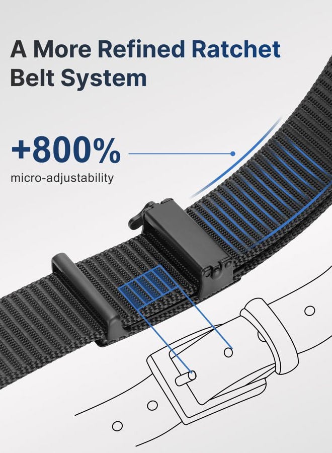 Fairwin Men's Ratchet Web Belt,1.25 inch Nylon Automatic Buckle Belt,No Holes Invisible Belt for Men(Black, S) - Image 4