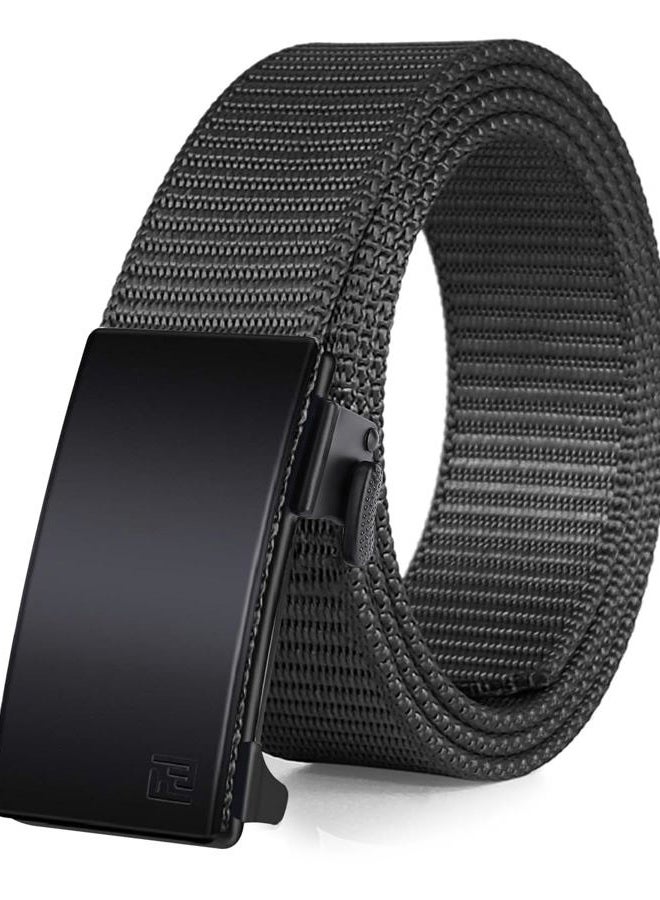 Fairwin Men's Ratchet Web Belt,1.25 inch Nylon Automatic Buckle Belt,No Holes Invisible Belt for Men(Black, S) - Image 1