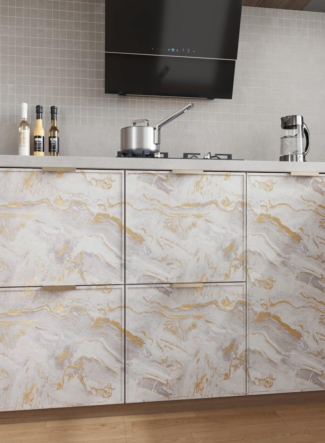 CRE8TIVE Matte Beige Gold Marble Contact Paper Peel and Stick Marble Wallpaper 12"x80" Self Adhesive Countertop Contact Paper Waterproof Removable Vinyl Wrap for Kitchen Bathroom Cabinets Shelf Liners - Image 5