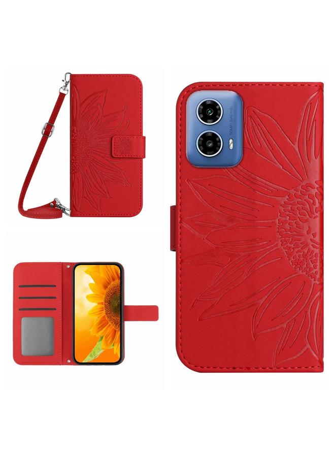S-TOP Case For Motorola Moto G85 5G HT04 Skin Feel Sun Flower Embossed Flip Leather Phone Case with Lanyard - Image 1
