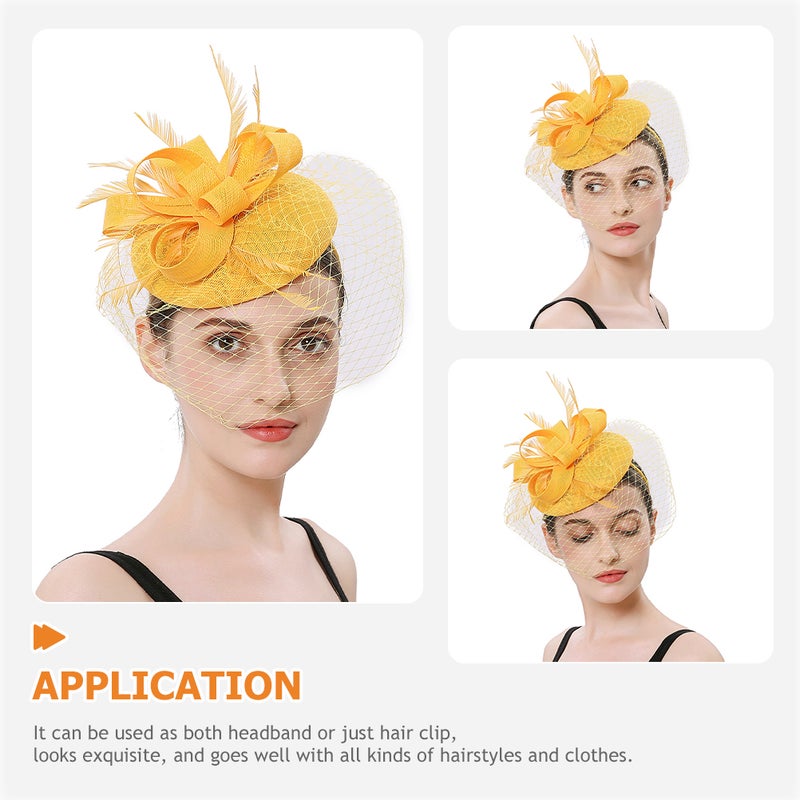 Women Fascinator Hat Tea Party Hat Mesh Veil Fascinator Headband Banquet Headdress - Image 5