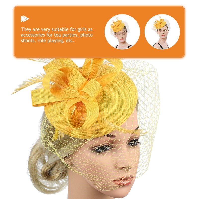 Women Fascinator Hat Tea Party Hat Mesh Veil Fascinator Headband Banquet Headdress - Image 4