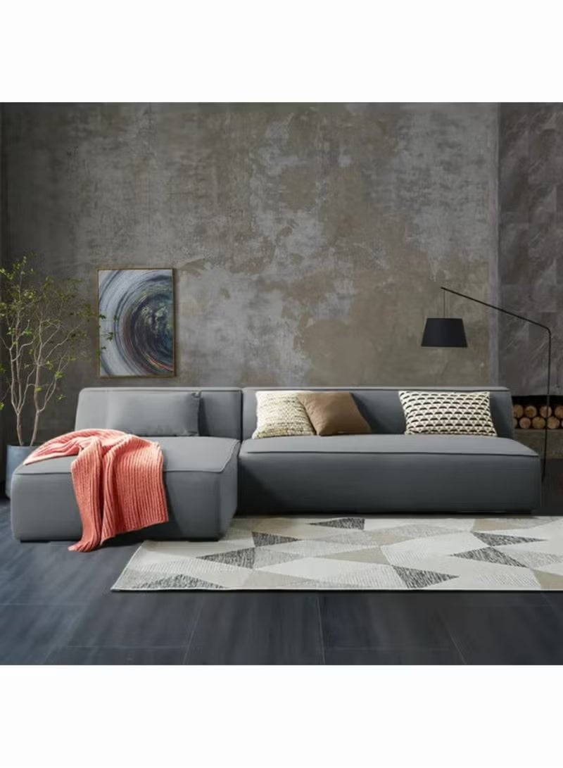Al Zakharef Furniture Clarissa 3-Seater Luxury L-Shape Velvet Sofa with Free Pillows, Premium Wooden Frame, High-Density Seating Foam, Modern Corner Couch for Living Room Size L270 × W180 cm Colour Grey - Image 1