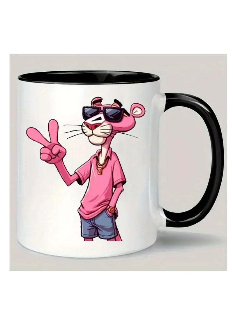 RYN Cool Cartoon Pink Panther Ceramic Mug - Reusable, Hand Wash Only, Multipurpose Coffee Cup for Men and Women - Ideal Gift Item - Image 1