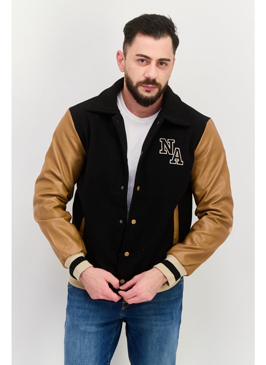 Night Addict Men Embroidered Logo Soft Shell Jacket, Black  - Image 1