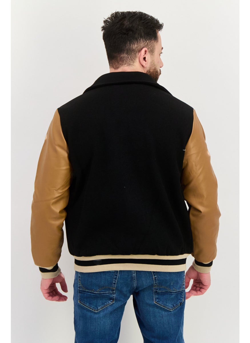 Night Addict Men Embroidered Logo Soft Shell Jacket, Black  - Image 3