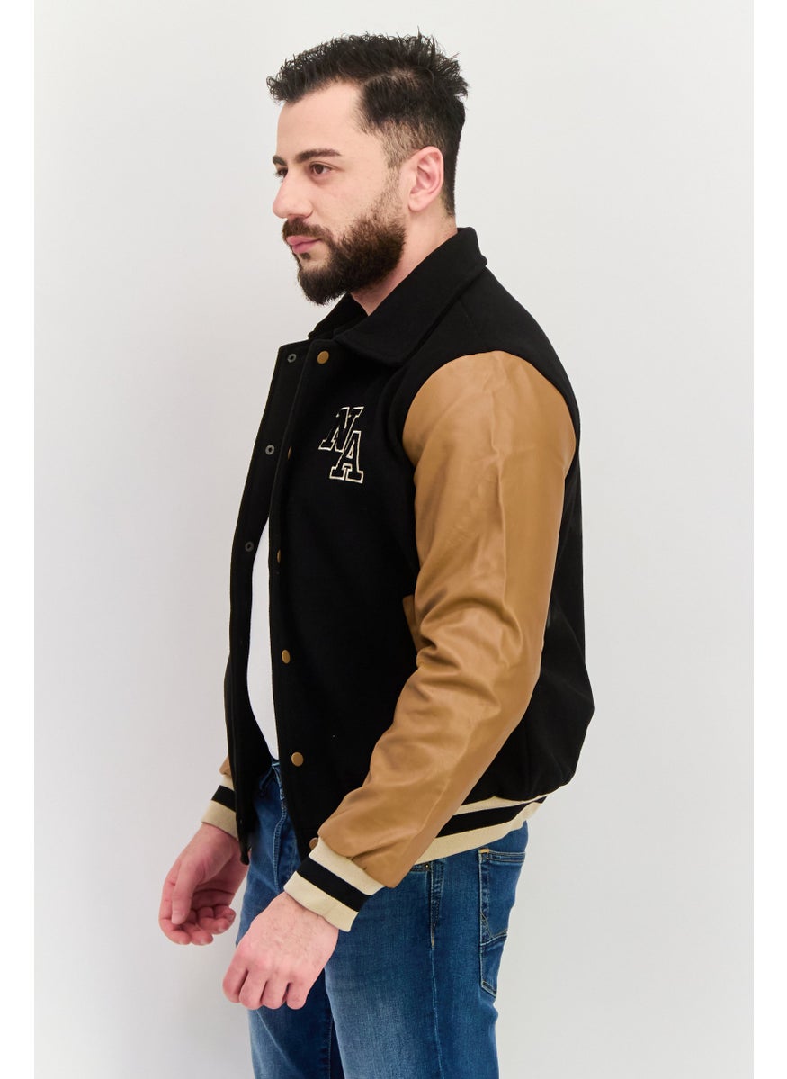 Night Addict Men Embroidered Logo Soft Shell Jacket, Black  - Image 2