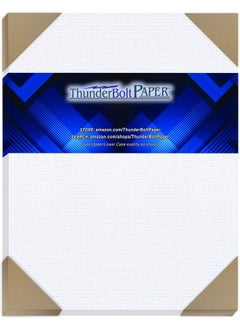ThunderBolt Paper 75 Bright White Linen 80 Cover Paper Sheets 8.5" X 11" (8.5X11 Inches) Standard Letterflyer Size 80 Lb/Pound Card Weight Fine Linen Textured Finish Cardstock  - Image 2
