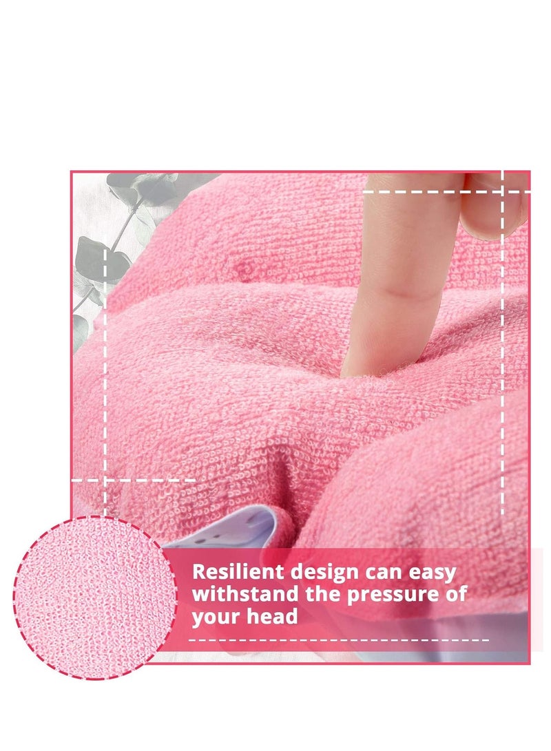 SYOSI وسادة استحمام قابلة للنفخ، وسائد لحوض الاستحمام - وسادة دعم الرأس لحوض الاستحمام - قماش تيري مع أكواب شفط لدعم الرقبة في حوض الاستحمام (وردي وأزرق وأبيض) 3 عبوات - Image 5