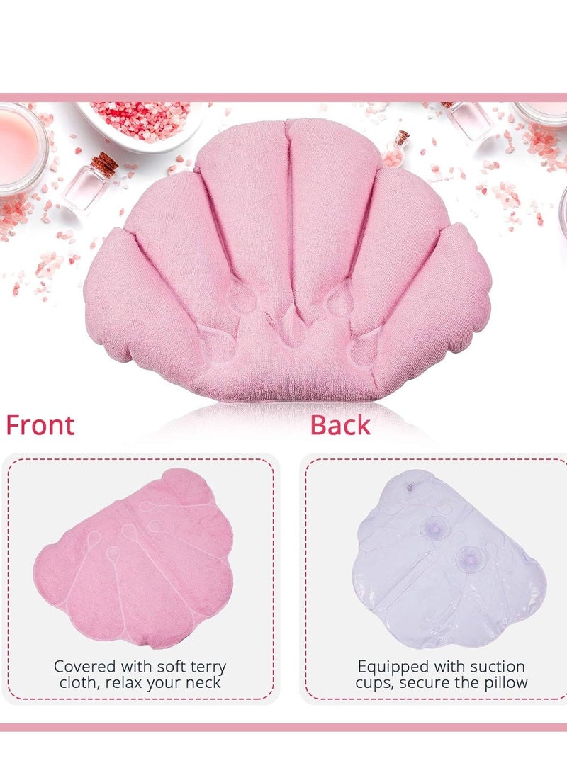 SYOSI وسادة استحمام قابلة للنفخ، وسائد لحوض الاستحمام - وسادة دعم الرأس لحوض الاستحمام - قماش تيري مع أكواب شفط لدعم الرقبة في حوض الاستحمام (وردي وأزرق وأبيض) 3 عبوات - Image 3