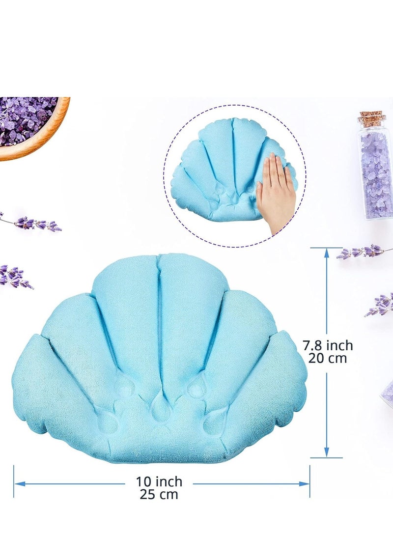 SYOSI وسادة استحمام قابلة للنفخ، وسائد لحوض الاستحمام - وسادة دعم الرأس لحوض الاستحمام - قماش تيري مع أكواب شفط لدعم الرقبة في حوض الاستحمام (وردي وأزرق وأبيض) 3 عبوات - Image 2