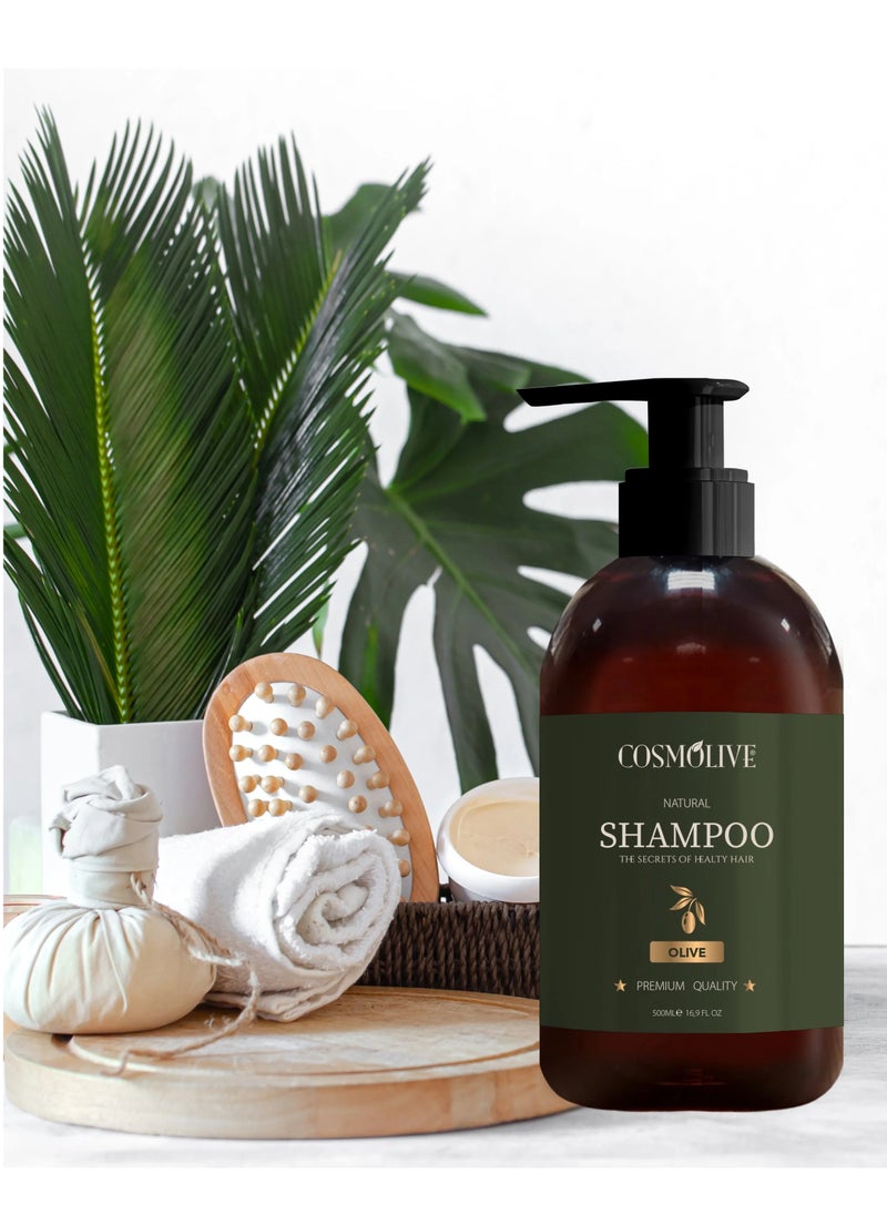 COSMOLIVE - COSMOLIVE Natural Shampoo 500 ml SLS Free Paraben Free Crulty Free - Olive - Image 1