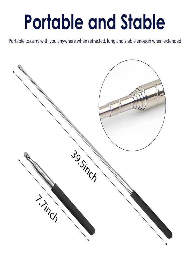 lyforx 2 Pack Retractable Teacher Pointer 𝟑𝟗.𝟓'', Pointer Stick with 𝗦𝘁𝘆𝗹𝘂𝘀 Smooth Sensitive Tablet Pen Stylus Pen, Teacher Coach Presenter Pointer - Image 2