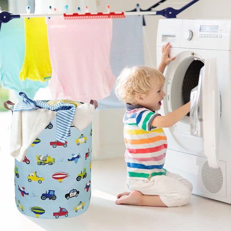 HKEC Kids Laundry Basket,Boys Toy Storage Bin,Baby Dirty Clothes Hamper,Nursery Hamper for Bedroom,Gift Baskets(Car) - Image 3