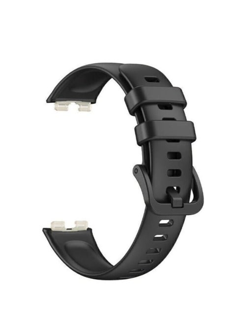 Silicone Sport Smart Watch Band Replacement Strap For Huawei Band 8 (Black)