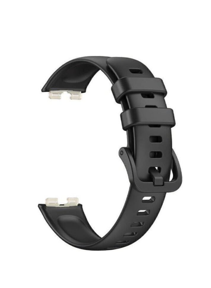 Silicone Sport Smart Watch Band Replacement Strap For Huawei Band 8 (Black) - Image 1