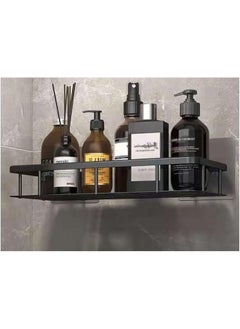 OKASA Non-perforated Bathroom Wall Shelf Tripod Bathroom Shelf Storage Rack Brushed Bathroom Accessories Adjustable Bathroom Accessories Set (Color : Black)  - Image 1