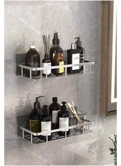 OKASA Non-perforated Bathroom Wall Shelf Tripod Bathroom Shelf Storage Rack Brushed Bathroom Accessories Adjustable Bathroom Accessories Set (Color : Black)  - Image 2