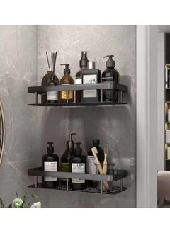 OKASA Non-perforated Bathroom Wall Shelf Tripod Bathroom Shelf Storage Rack Brushed Bathroom Accessories Adjustable Bathroom Accessories Set (Color : Black)  - Image 3