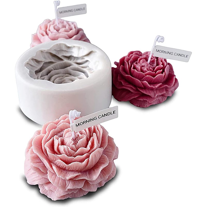 EVERELAM Peony Rose 3D Flower Resin Cake Mold - Silicone Molds for Clay Candle Making - Image 1