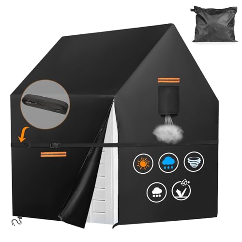 GRABADO Playhouse Cover for Outdoor Waterproof,GRABADO 420D Heavy Duty Playhouse for Kids Cover,Universal Toddler Backyard Play House Cover,Easier to Cover by Side Zipper,4 Reflective Strips&Windproof Buckle - Image 1