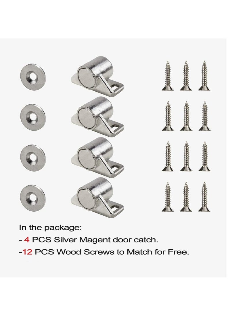 4 Pack Magnetic Cabinet Door Catch with Magnets for Cabinet Door Latch Closer, Cabinet Magnetic Catch for Kitchen Closet Door Closing Magnetic Door Catch Closer, Silver  - Image 2