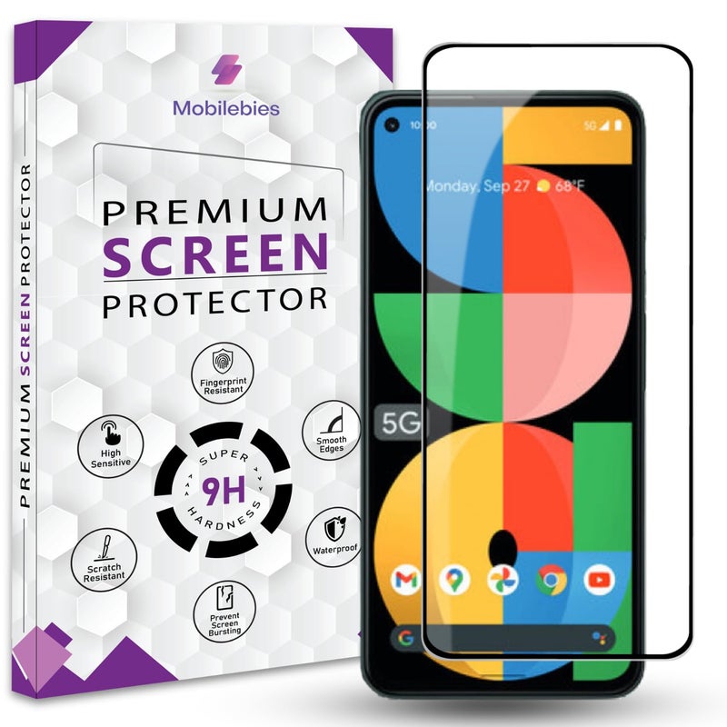 Mobilebies Premium Tempered Glass Screen Protector Guard For Google Pixel 5A (6.34 Inch, Pack of 1) | Edge to Edge Coverage With Easy to installation kit - Image 1