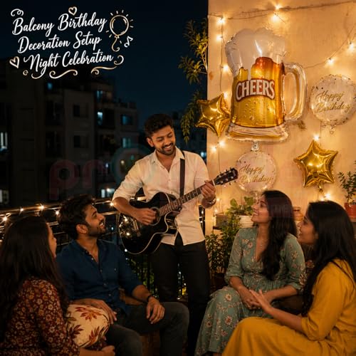 Propsicle Cheers Beer Mug Foil Balloon Set with Gold Star Balloons & Happy Birthday Foil Balloons, Decoration Kit for Adult Birthday Celebration, Bar Theme, Whisky Theme Backdrop - Image 5