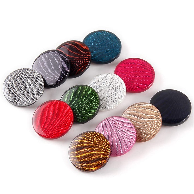 vingol 10 Pcs Round Resin Buttons Striped Buttons for Overcoat Sewing Accessories (Black, 21mm) - Image 4