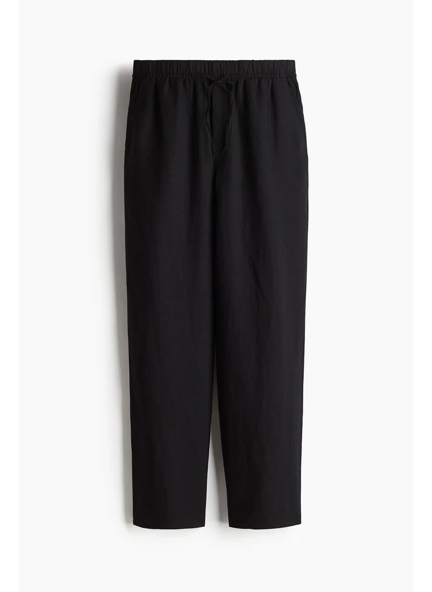 H&M Linen-Blend Drawstring Trousers