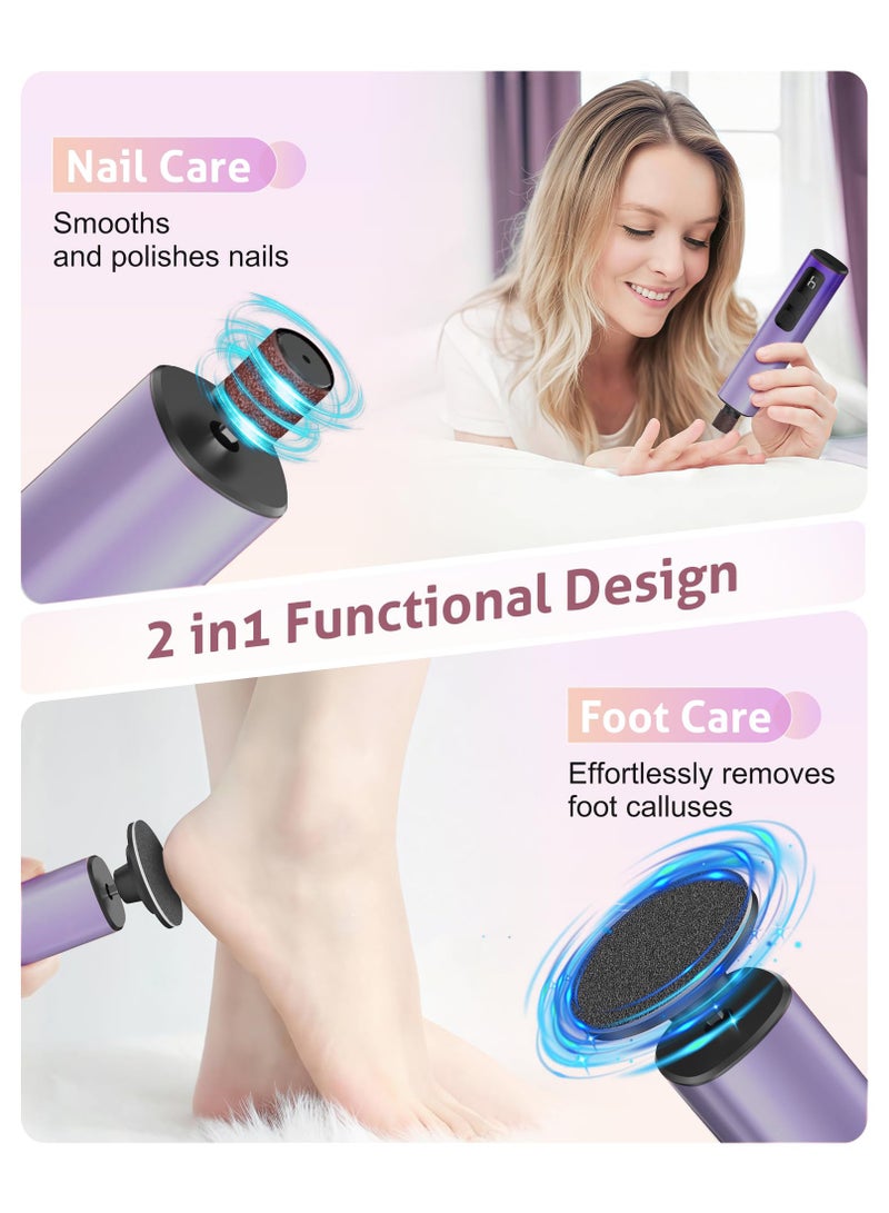 جهاز كهربائي 2 في 1 لإزالة مسامير القدم، 9 سرعات قابلة للتعديل، مقشر للقدمين، أدوات باديكير قابلة لإعادة الشحن عبر USB للقدمين، مكشطة للجلد الميت الجاف ومطحنة للقدمين للنساء - Image 2