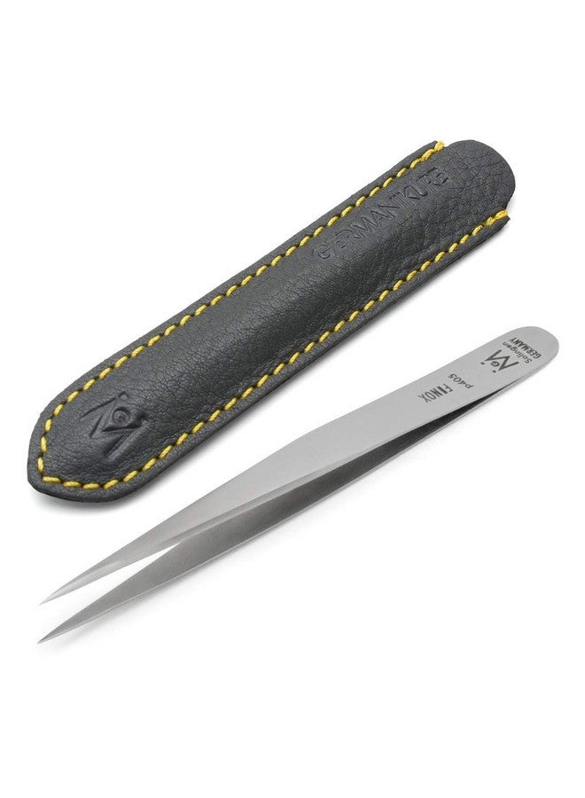 GERmanikure Ermanikure Professional Needle Pointed Tweezers Finox Stainless Steel In Leather Case Ethically Made In Solingen Germany 4405 - Image 1