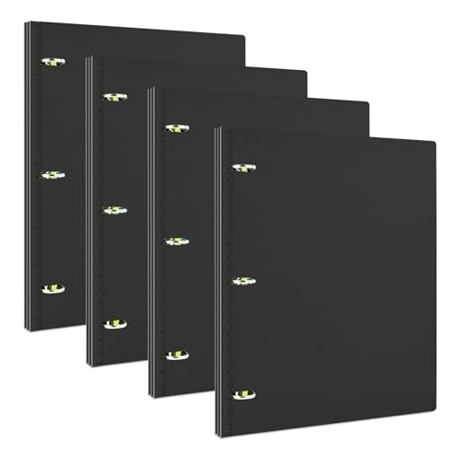 INFUN 1 Inch Telescoping 3 Ring Binder- 4 PCS-Black, Portable Plastic Binder with Telescoping Spine, 3 Ring Binders with Foldable Front Cover Holds 8.5" x 11" Paper for School,Office and Homes - Image 1
