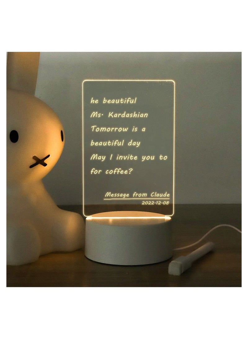 LED Multi-function Night Light Acrylic Note Board Free Erasable Pen Desktop Message Board - Image 1