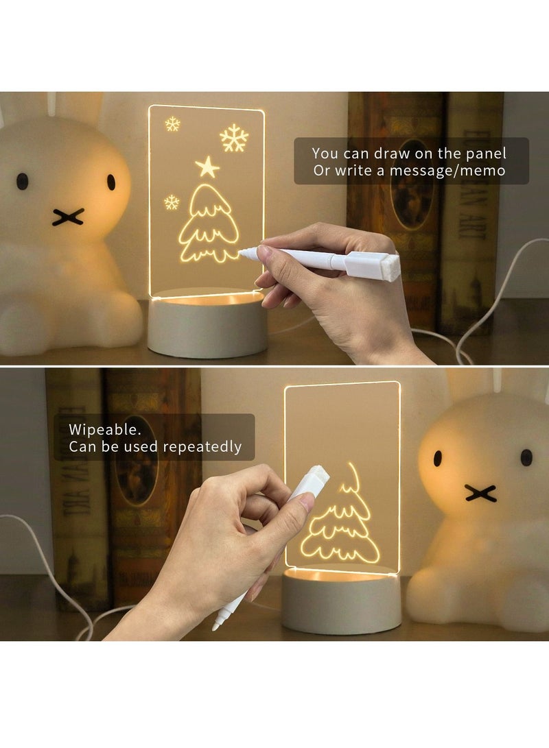 LED Multi-function Night Light Acrylic Note Board Free Erasable Pen Desktop Message Board - Image 2