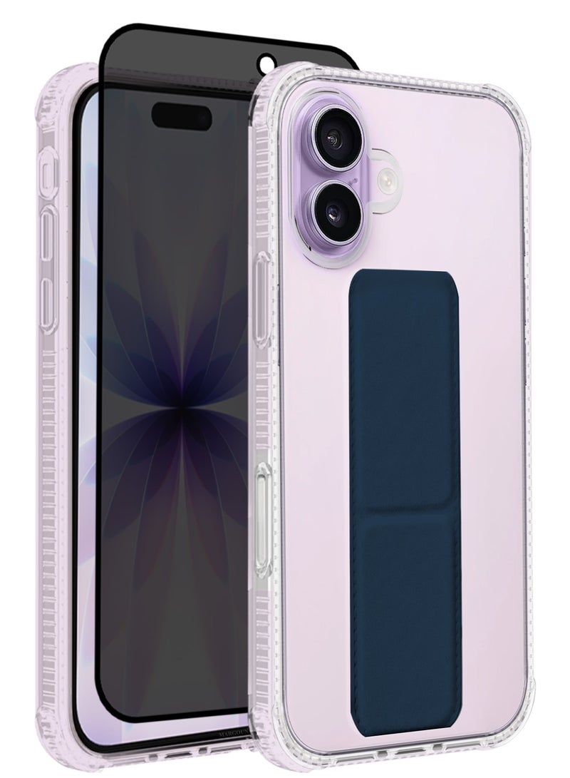 CATANES 2 Packs Finger Grip Clear Case Cover for iPhone 17- Kickstand Car Magnetic Holder Multi-function Protective Two-in-one Case with Privacy Screen Protector - Dark Blue - Image 1