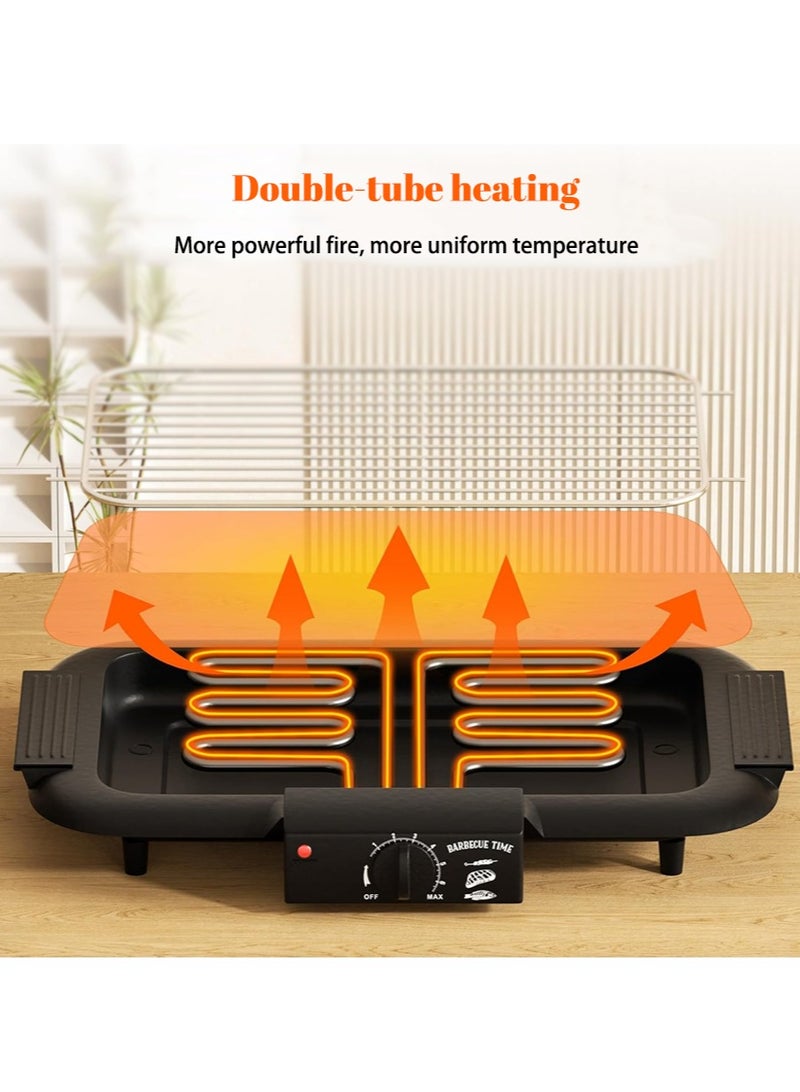 ليون هوم شواية كهربائية مزدوجة التسخين من الفولاذ المقاوم للصدأ 304 عالية الطاقة بقوة 2000 وات، شواية منزلية، صينية خبز غير لاصقة سهلة التنظيف، تسخين سريع وتصميم مضاد للحروق، مناسبة للتجمعات العائلية/التخييم في الهواء الطلق، - Image 4