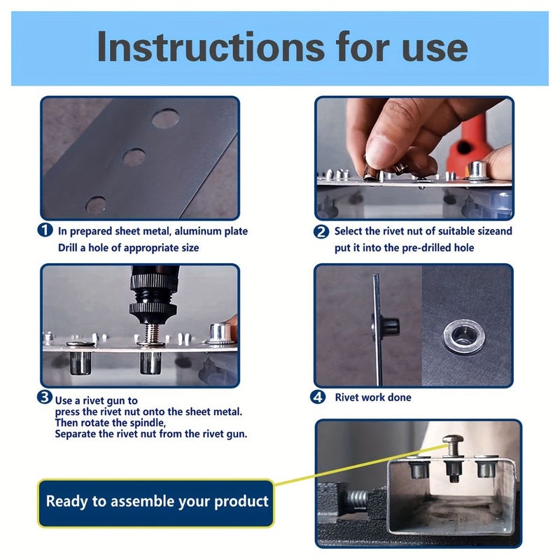 430pcs Carbon Steel Rivet Nut Kit with Installation Tool for Auto Repair - Image 4