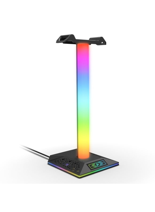 PIWIJOY PIWIJOY RGB Luminous Headset Stand EB05 Desktop Stand Luminous RGB Game USB HUB-Color:Peach Gas Powder 1pcs  - Image 4