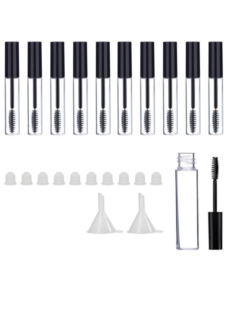 10-Piece Empty Mascara Tube 10ml Eyelash Cream Container Bottle With Mini Funnels And Leak Stoppers For Applying Castor Oil And DIY Cosmetics  - Image 1