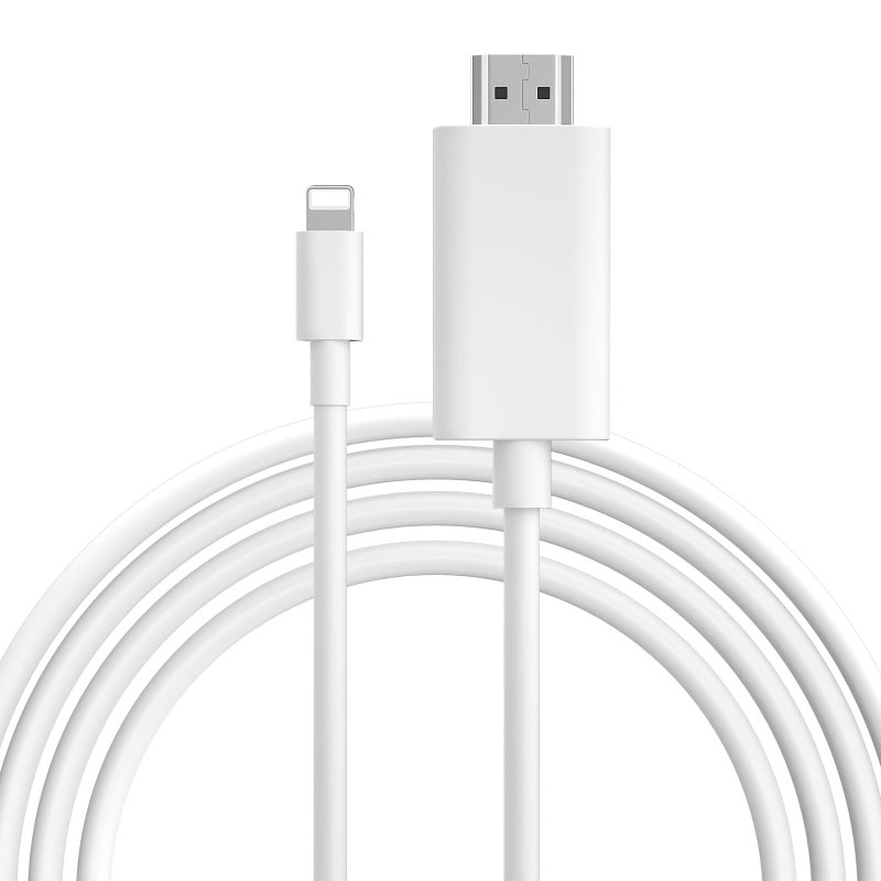 Zhpamax [MFi Certified] Lightning to HDMI Cable â€¢ HDMI Cable for iPhone to TV â€¢ Compatible with iPhone14, 13, 12, 11 to TV Output â€¢ with 1080P HD Display â€¢ Just Plug and Play/6.6FT - Image 1