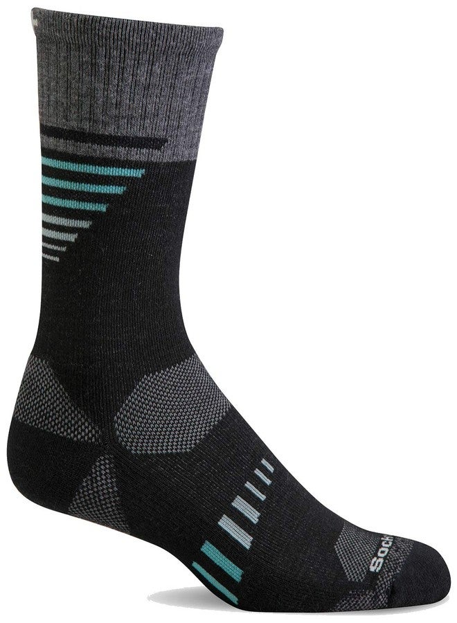 Sockwell Women's Ascend II Crew Moderate Graduated Compression Sock, Black - S/M