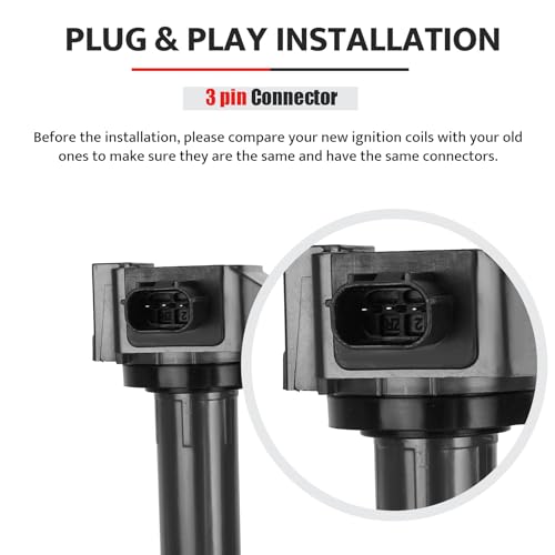 NPAUTO استبدال حزمة ملف الإشعال لسيارات L4 2.4L 2.4 2013 2014 2015 2016 2017 هوندا أكورد EX LX سبورت، 2016-2020 أكورا ILX TLX، 2015-2019 هوندا CR-V CRV، UF712 C1832 30520-5A2-A01، مجموعة من 4 - Image 5