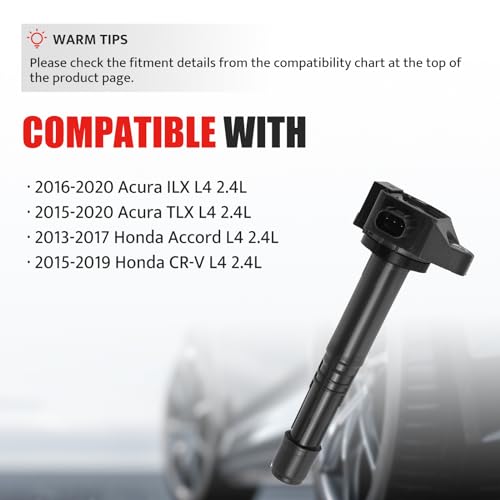 NPAUTO استبدال حزمة ملف الإشعال لسيارات L4 2.4L 2.4 2013 2014 2015 2016 2017 هوندا أكورد EX LX سبورت، 2016-2020 أكورا ILX TLX، 2015-2019 هوندا CR-V CRV، UF712 C1832 30520-5A2-A01، مجموعة من 4 - Image 3