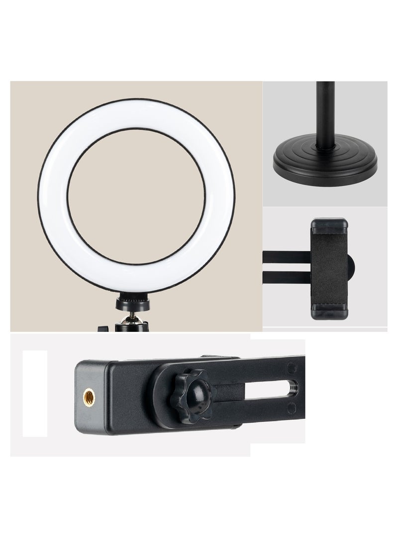 Havit ST7021 Dual Phone Tripod Stand with 5-Inch LED Ring Light, 3 Light Modes, 180-Degree Rotating Clip, Black - Image 5