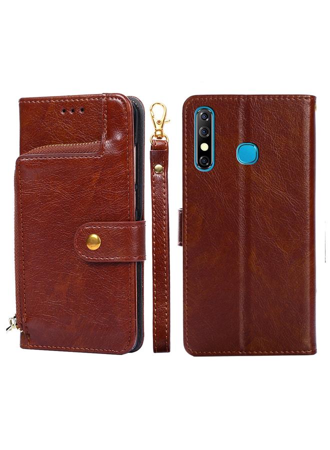 Zaboon Case For Infinix Hot 8/Hot 8 Lite/X650/X650B/Tecon Camon 12 Zipper Bag Leather Phone Case - Image 1