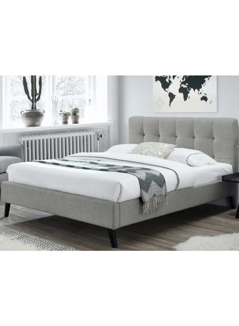 Maria|QUE Bed, Chanel Fabric, Size 160*200*115 cm Silver Color, From Modern Suite - Image 1