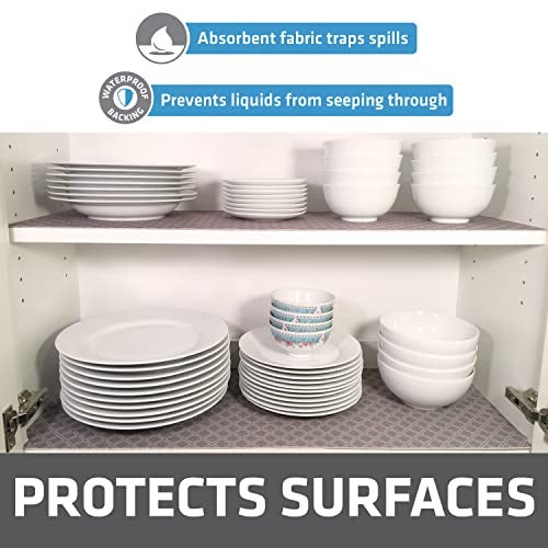 drymate بطانة رفوف وأدراج فاخرة من درايميت، قماش سميك مبطن، غير لاصق، ماص، مقاوم للماء، مقاوم للانزلاق، بطانات لخزائن المطبخ، الخزائن (صنع في الولايات المتحدة)(12”x59”)(عبوة 2)(رمادي فاتح) - Image 3
